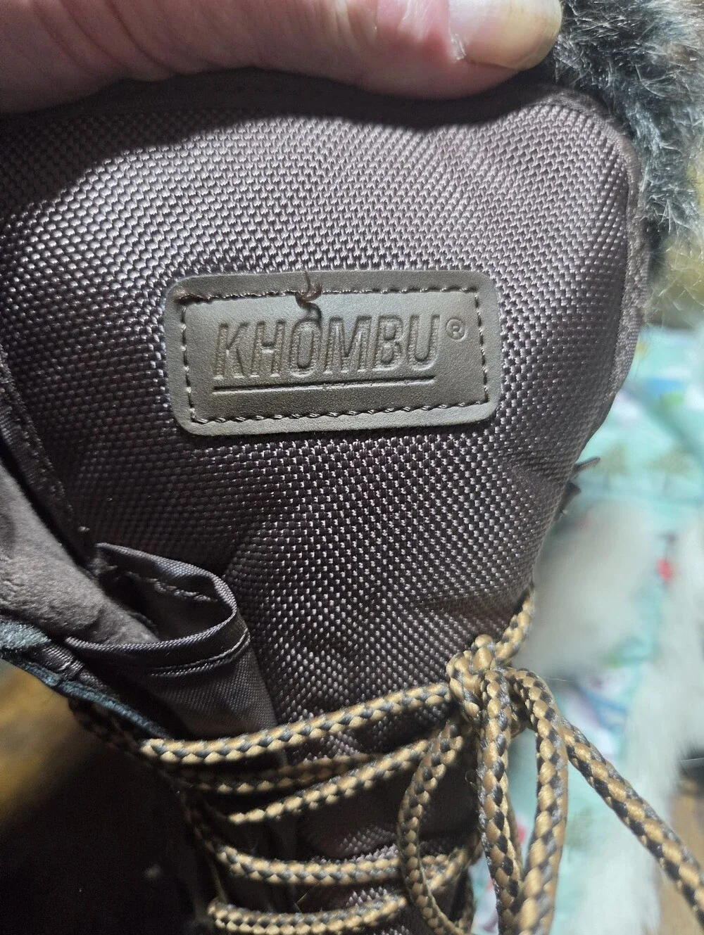 Khombu Women's Brown and Tan Faux-Fur Lace-Up Winter Boots